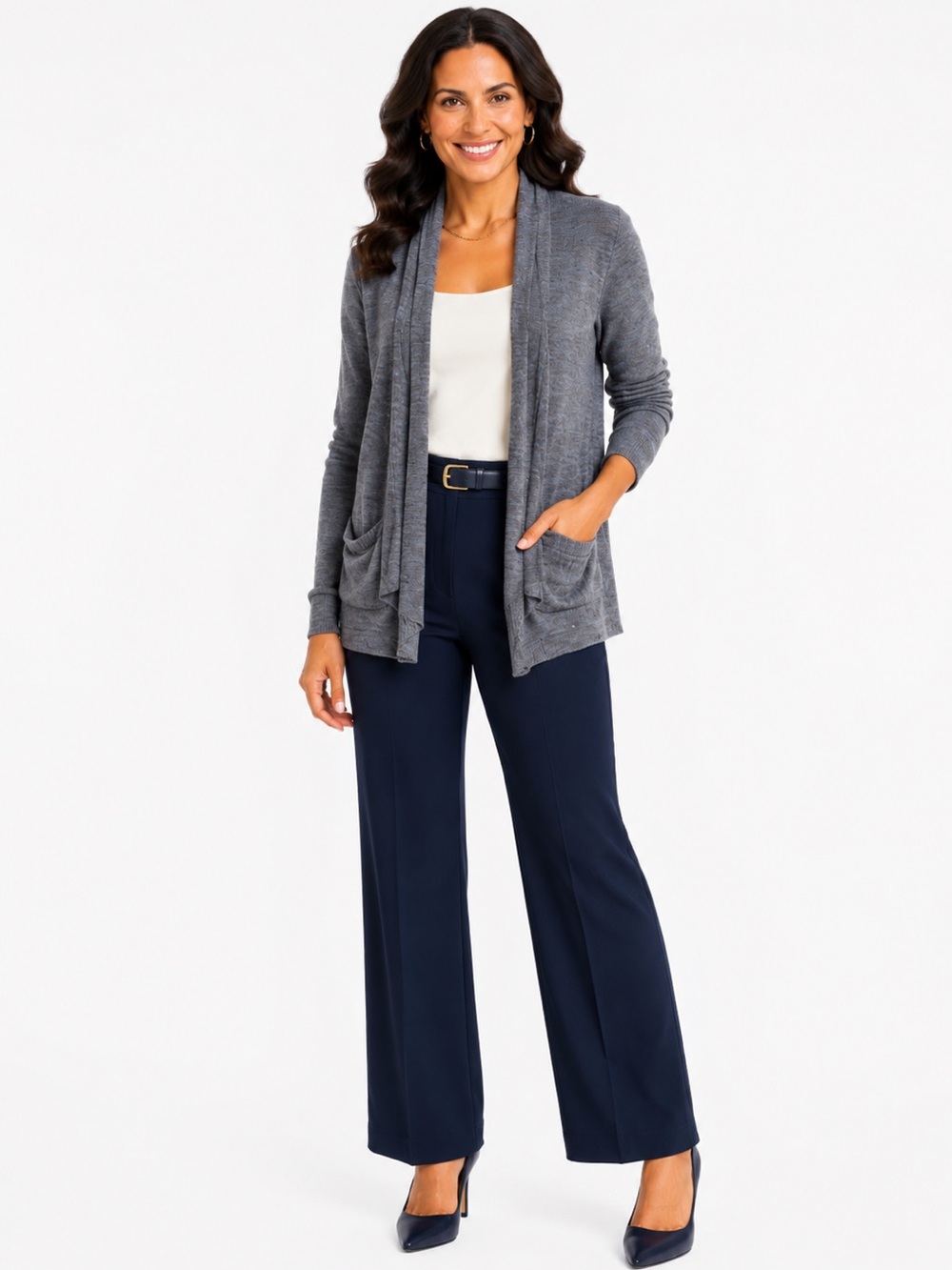 Fever Open-Front Heather Gray Cardigan CT